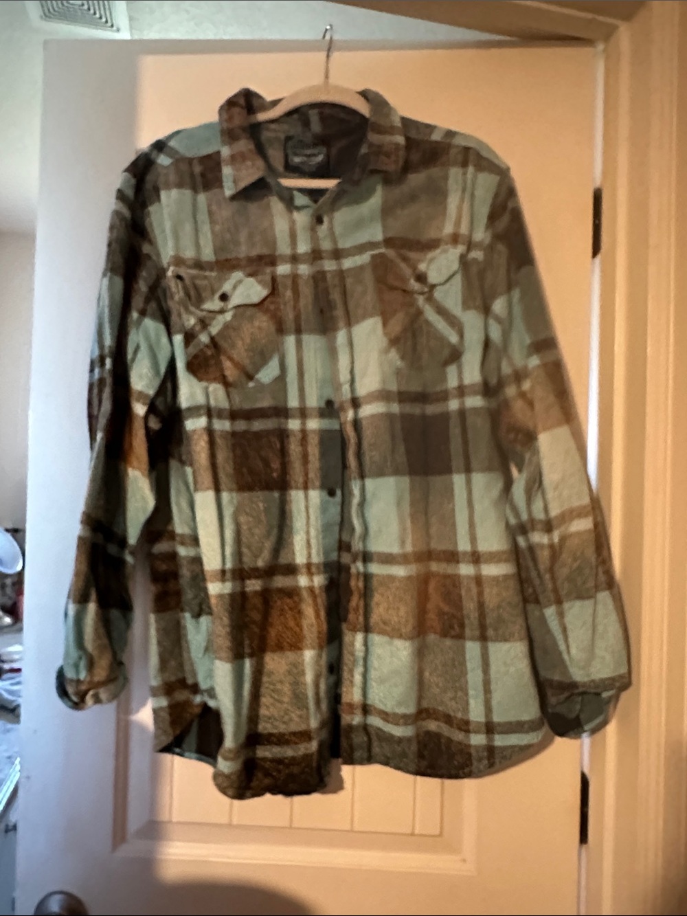 Women’s Plaid Button-Down Shirt - Brown & Teal